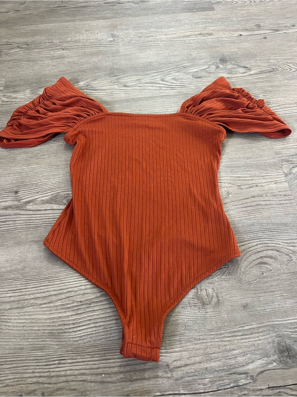 Free People Rust Off-Shoulder Ribbed Kids One-Piece - Picture 3 of 11